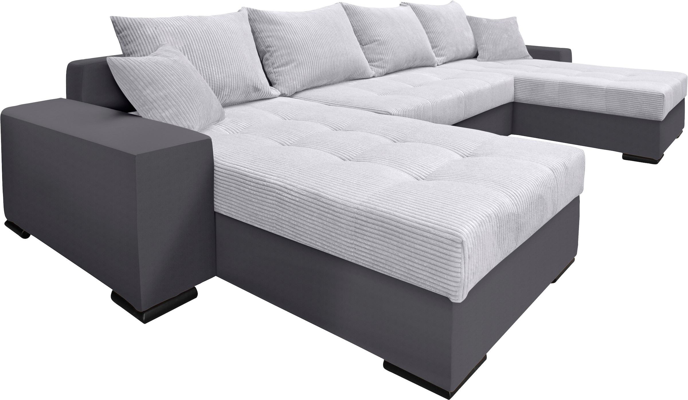 COLLECTION AB Wohnlandschaft »Josy XL U-Form, B: 313 cm in Cord, Cord-Mix« mit Bettfunktion, Bettkasten & 2 Zierkissen, Federkern