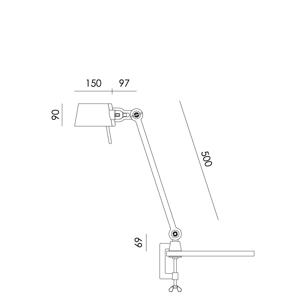Bureaulamp Bolt met klem 1 arm ash grey