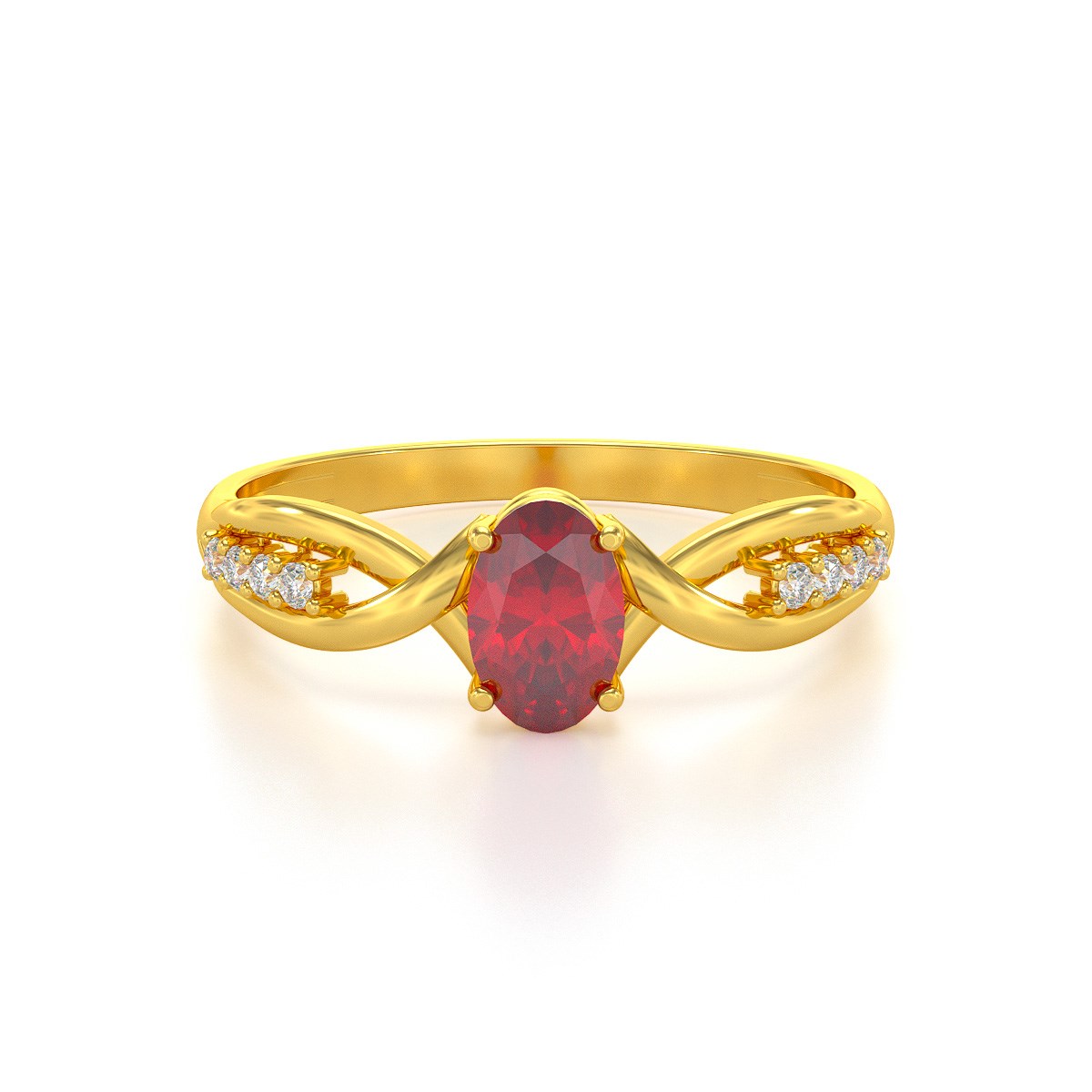 Bague ADEN Or 585 Jaune Rubis et diamants 1.32grs