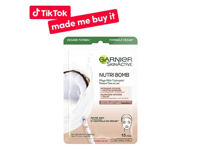 Garnier Gesichtsmaske Nutri Bomb Kokosmilch 1 Stück Pflege-Milch-Tuchmaske mit Kokosmilch und Hyaluronsäure