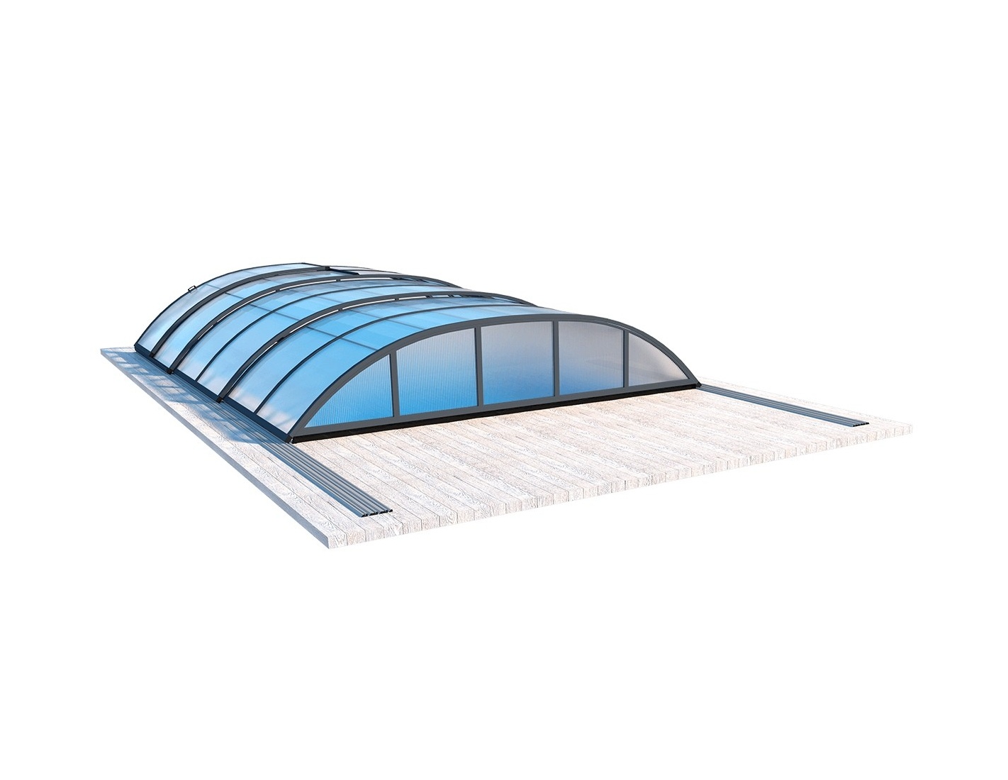 Abri de piscine horizon - 6,47x3,50 m - polycarbonate alvéolaire 8 mm - couleur ral7016 graphite