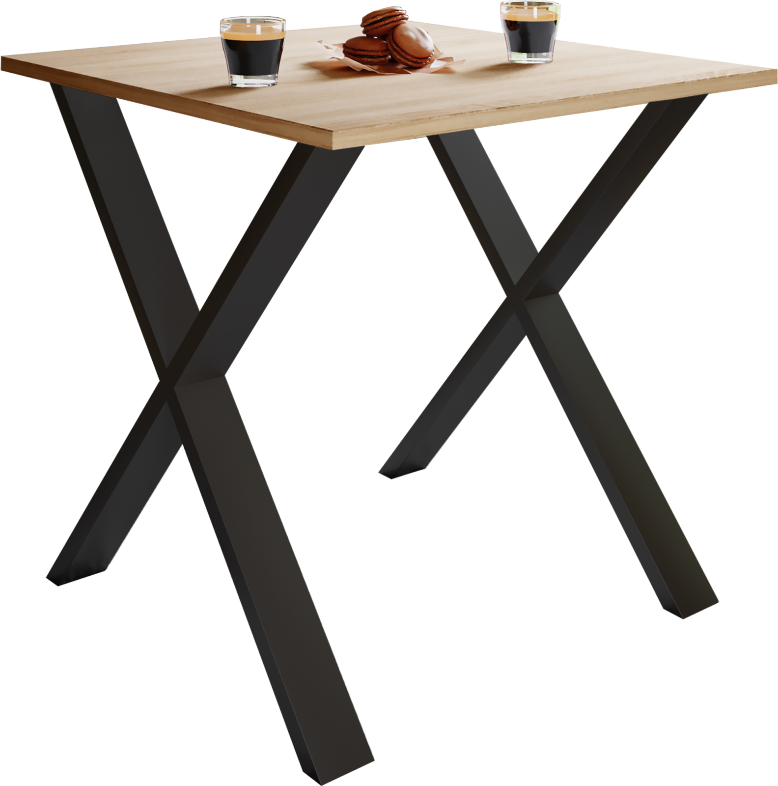 Esstisch XONA - Sonoma Eiche - schwarzes X-Fußgestell - 80x50 cm