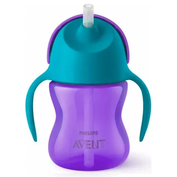 Copo de canudo Avent, cor malva azul, 200ml