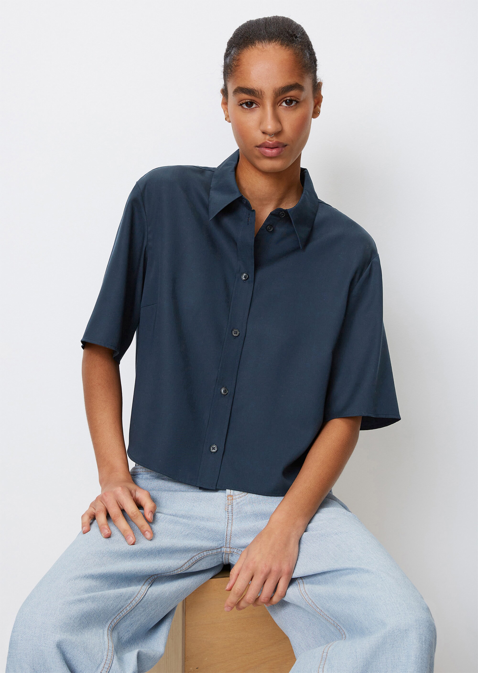 Crop-Bluse relaxed aus Tencel™ Lyocell