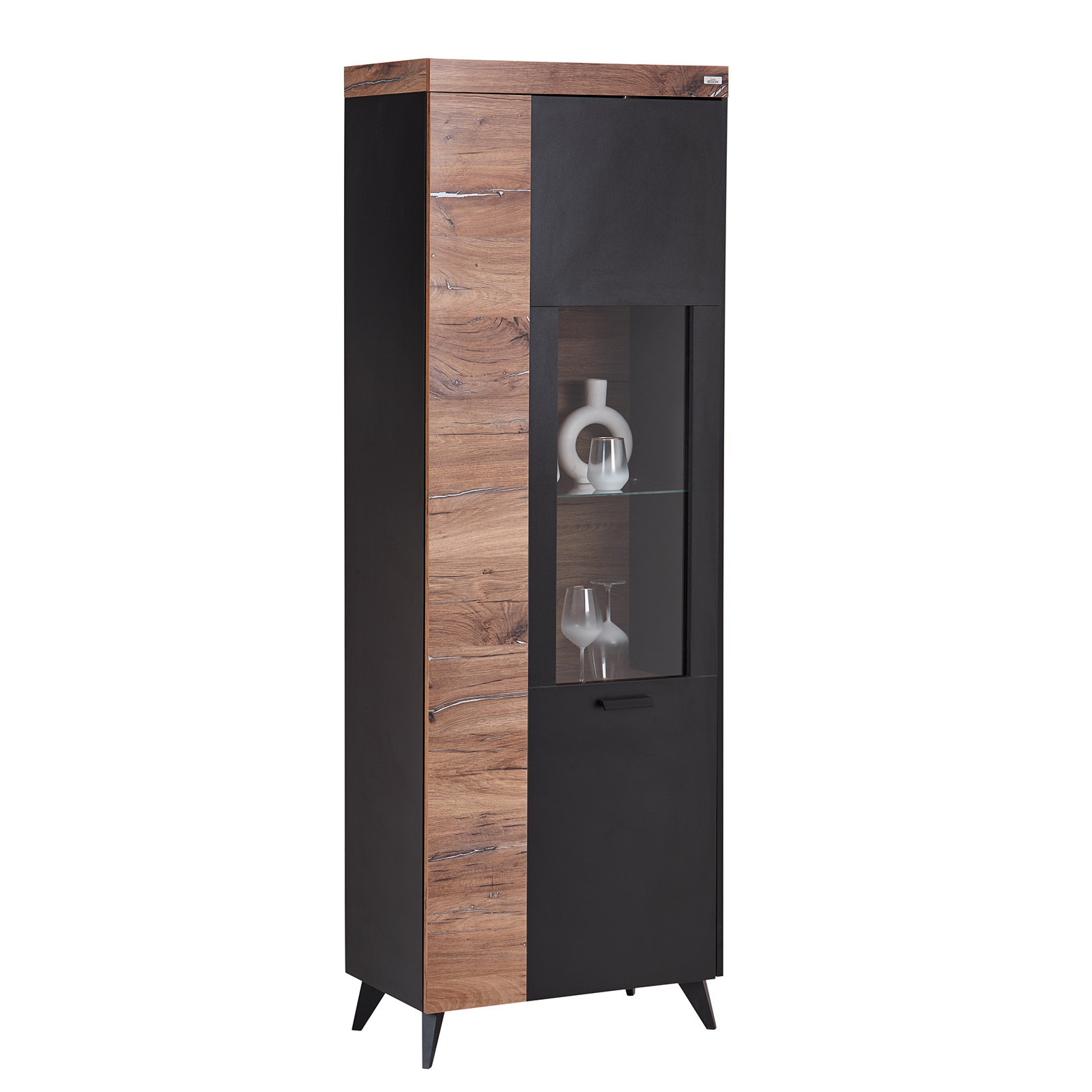 Vitrine - Flagstaff Oak - anthrazit - 205 cm hoch