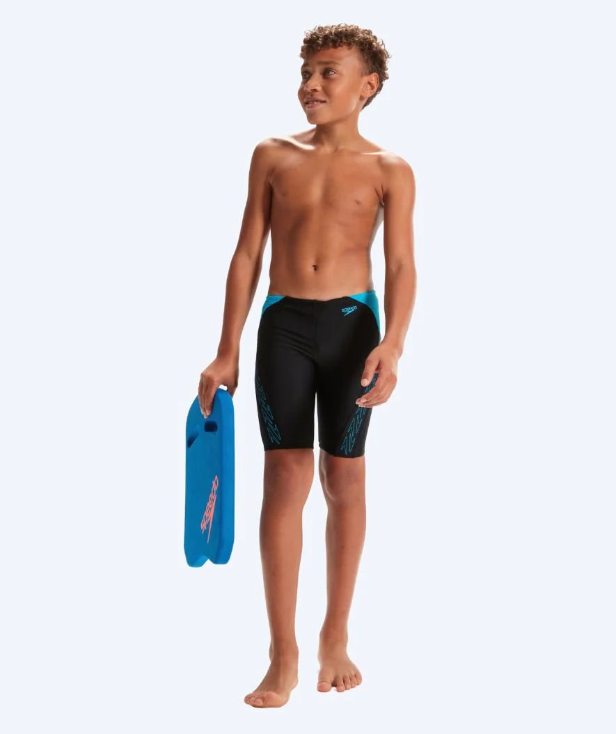Speedo lange badebukser til drenge - Hyperboom Splice - Sort/blå