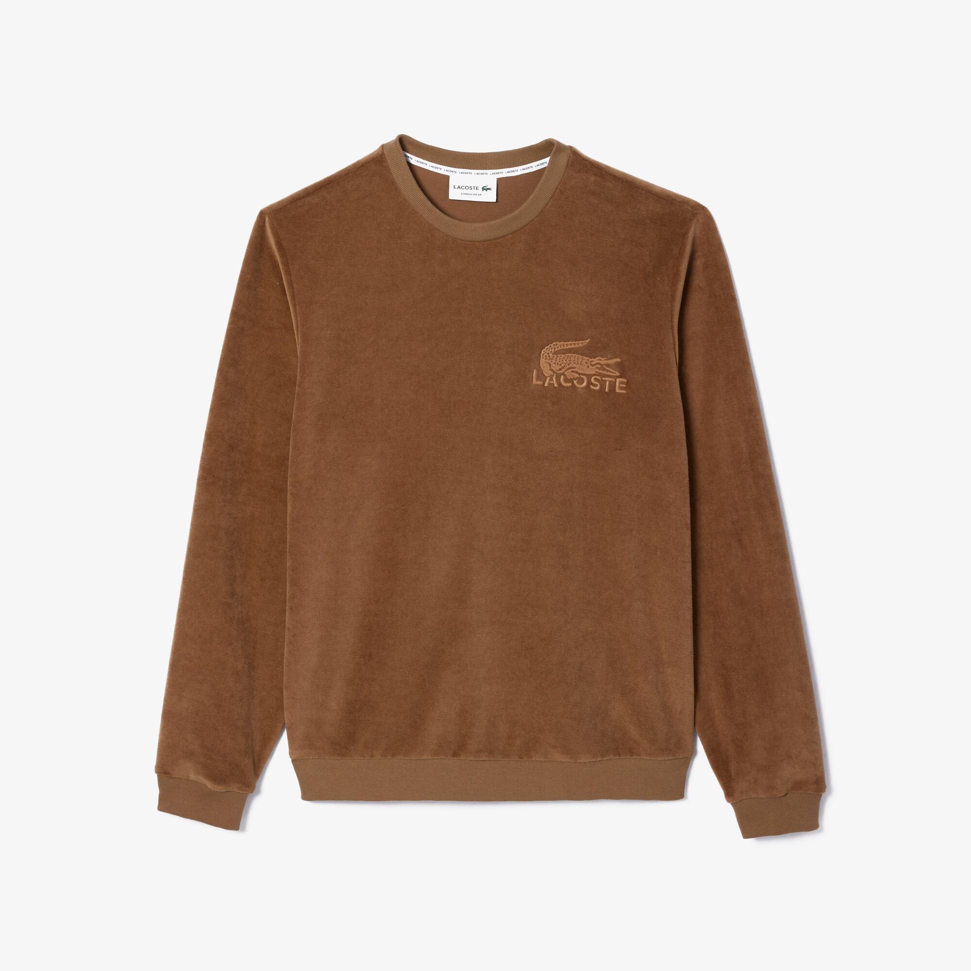 Lounge-Sweatshirt aus Baumwoll-Samt Loungewear - Braun - Lacoste - Herren