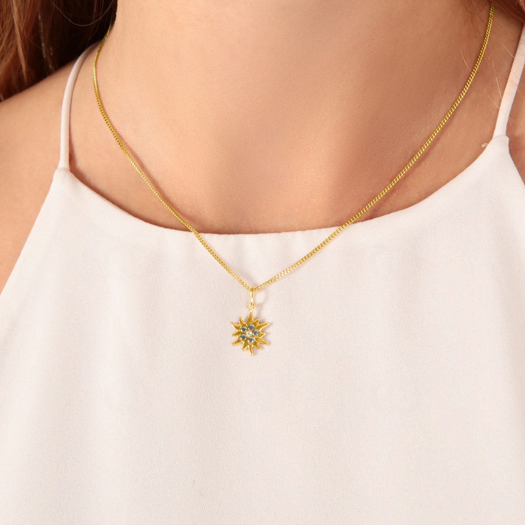 Anhänger 750/18 K Gelb- und Weissgold Edelweiss mit Zirkonia