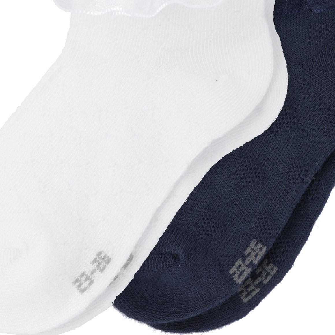 Topolino 2 Paar Mädchen Kurzsocken mit Rüschen weiss / dunkelblau