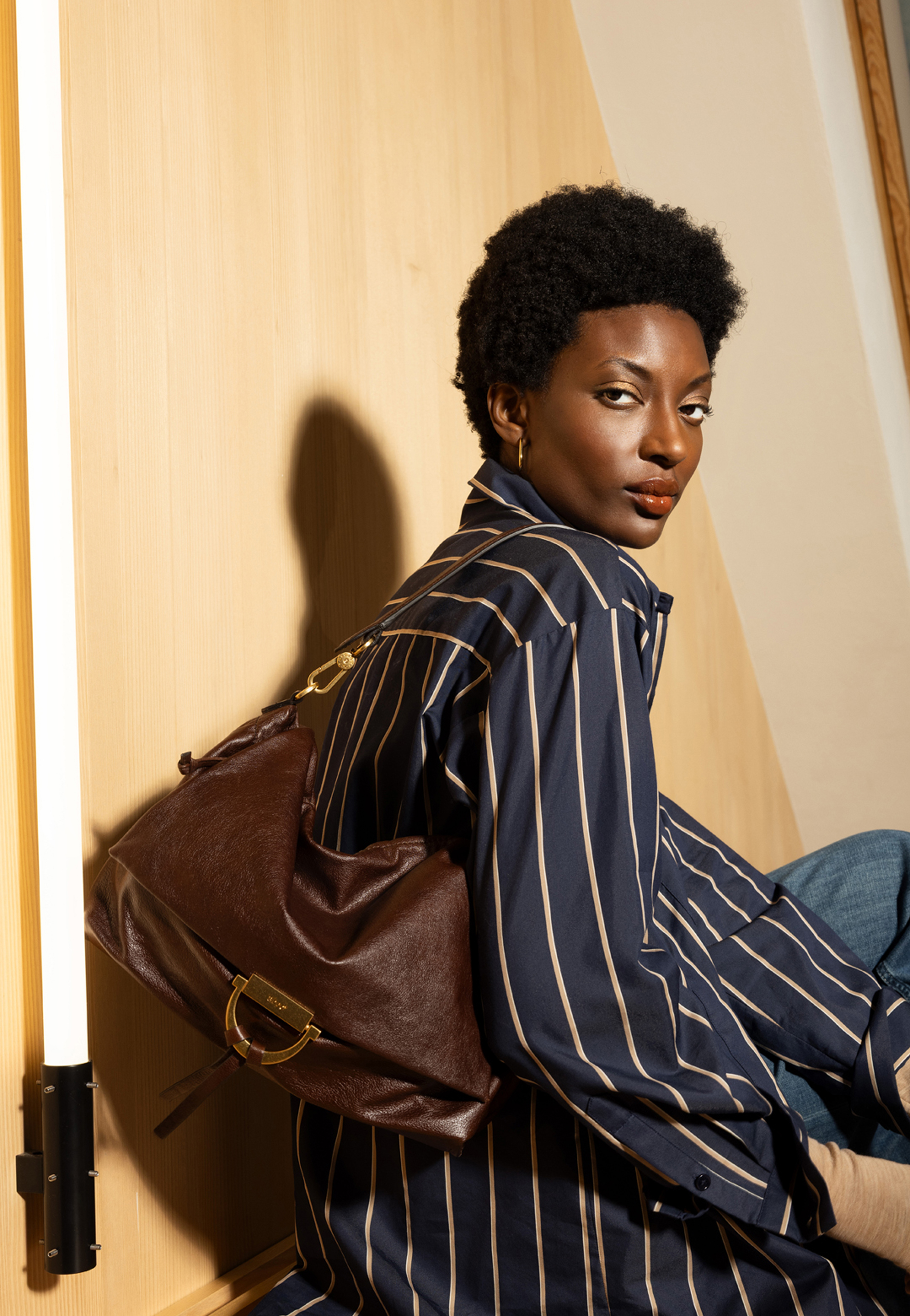 shoulder bag TEMI medium Leather Athene Washed Standard