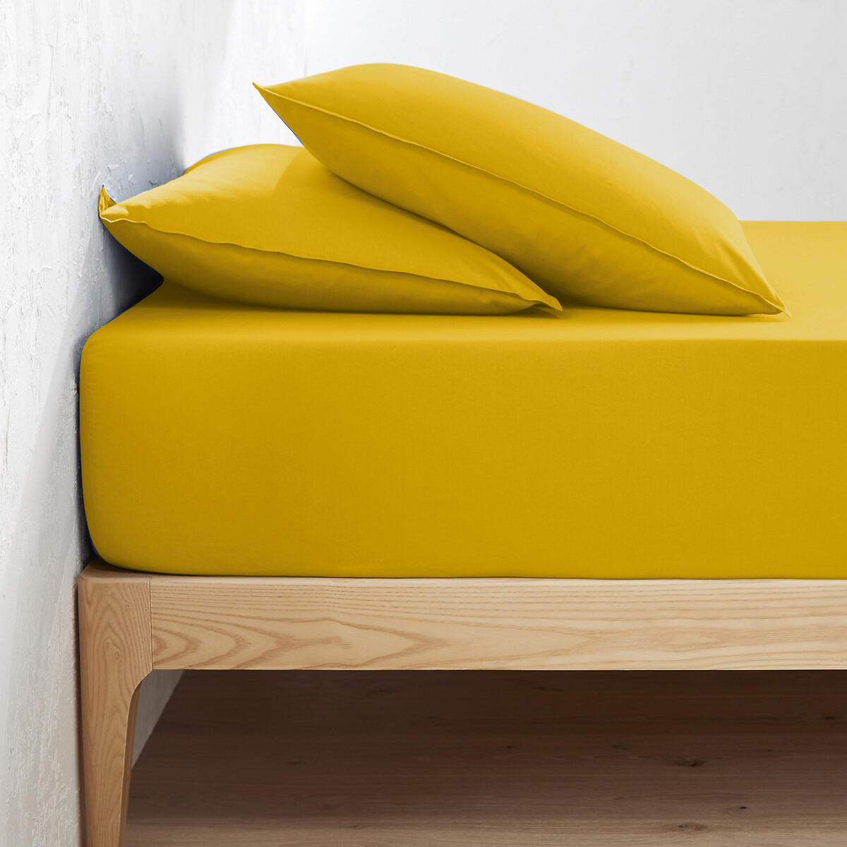 LA REDOUTE INTERIEURS<br>Lençol de baixo liso em algodão lavado, dobra de 30 cm, Scenario