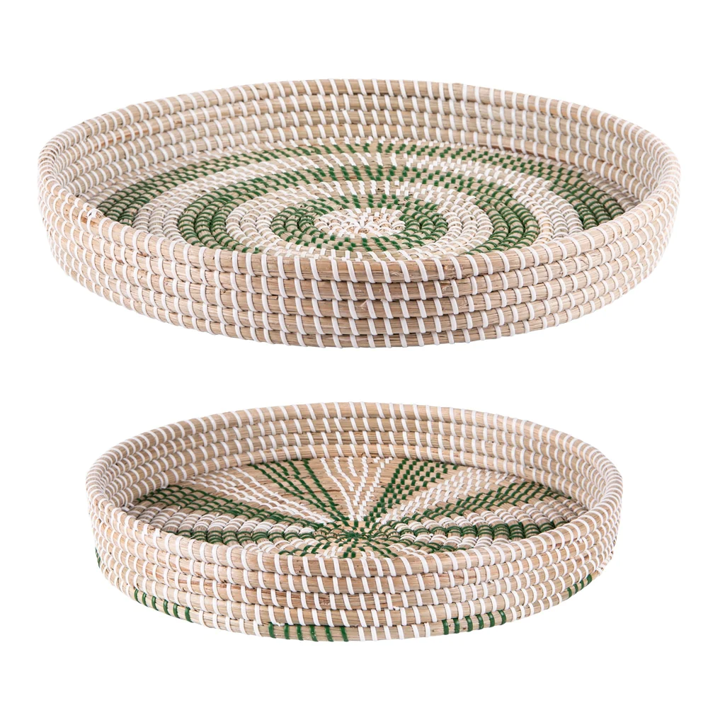Set de 2 plateaux jonc mer vert Table passion