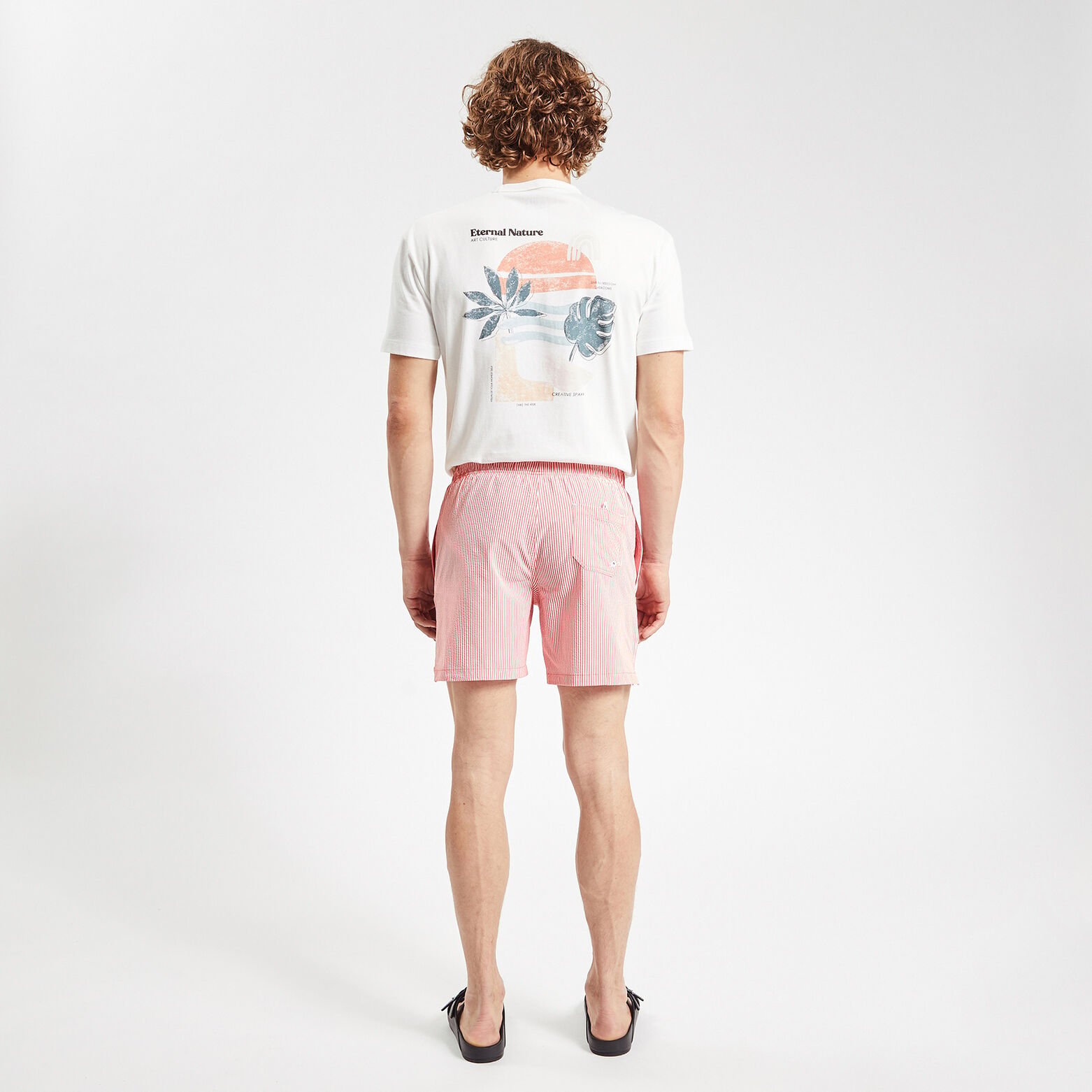 Maillot de bain rayure seersucker Rouge
