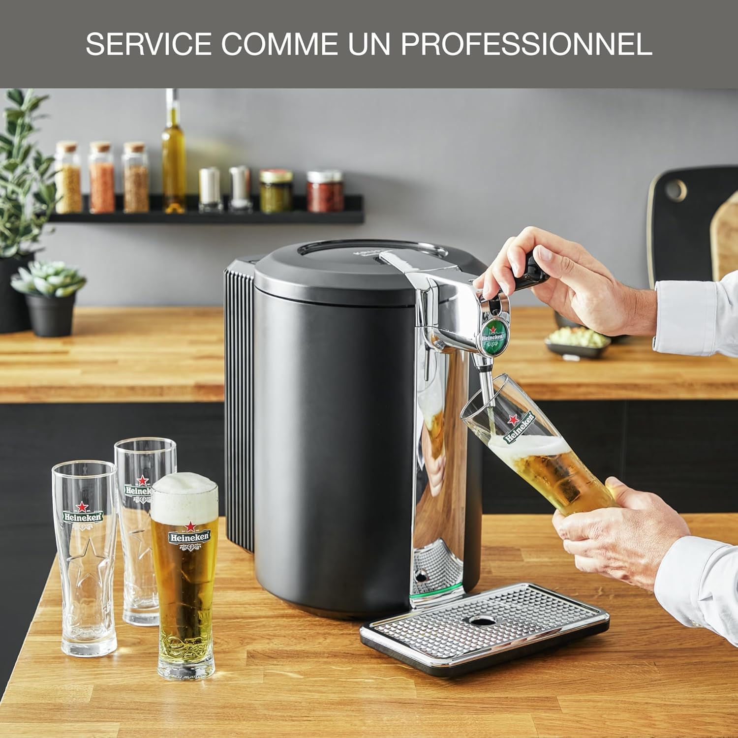 Krups Beertender Machine bière pression, Fûts de 5 L, Marques du groupe Heineken, Témoin lumineux, Température et mousse parfaites, Bière fraîche, Installation facile, Compact noire VB450E10