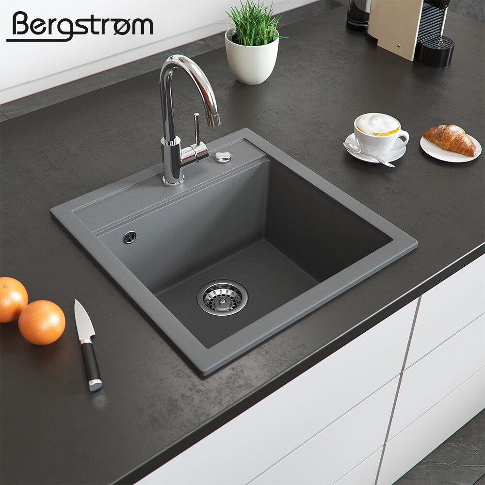Bergström Granit Spüle Küchenspüle Einbauspüle Spülbecken 490x500mm Grau