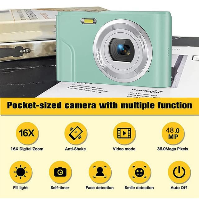 Digitalkamera 1080P / 48 megapixel / 16x zoom Grøn