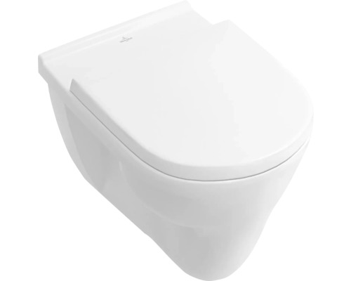 Villeroy & Boch wandcloset O.novo, vlakspoeltoilet met rand, glanzend wit, zonder toiletzitting 56621001