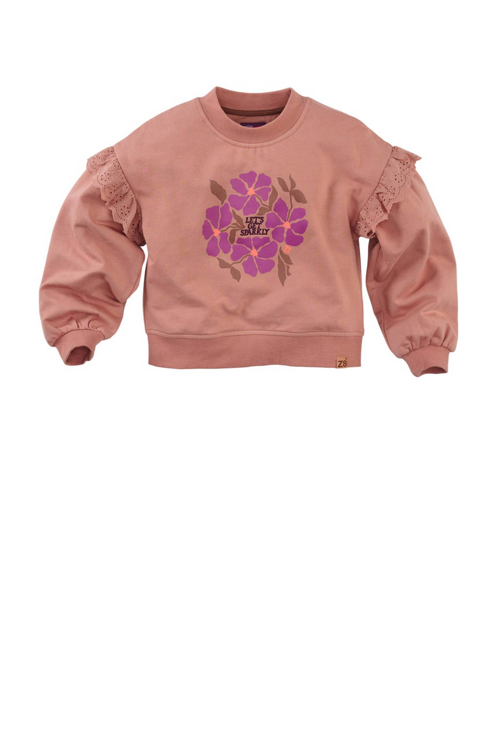 Z8 sweater Else met ruches zalmroze