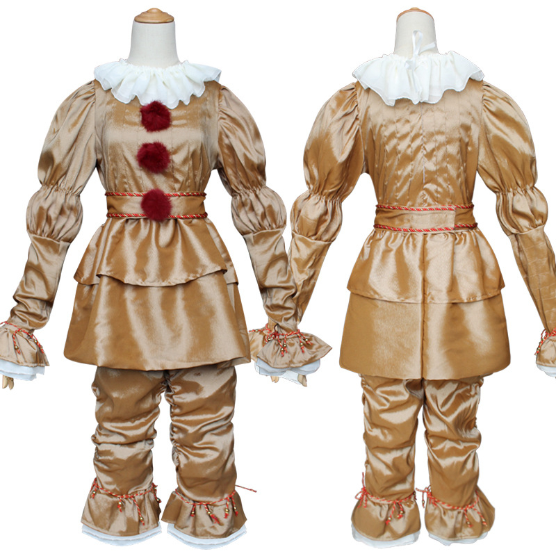 (160-180cm) Fasnachts Erwachsenen Kostüm Horror Clown Verkleidung für Motto Partys / Halloween - Braun