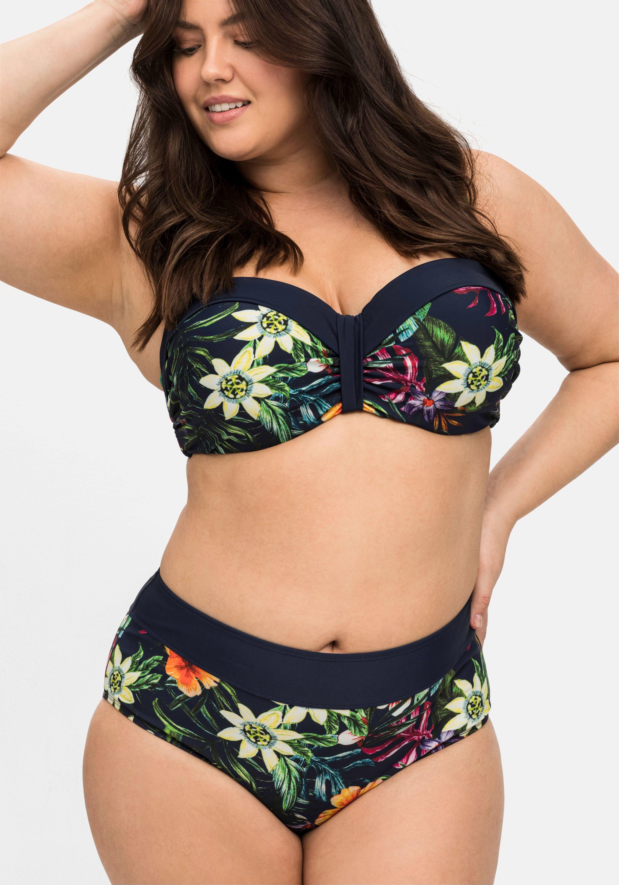 Bikinihose mit Blumendruck und Shaping-Einsatz