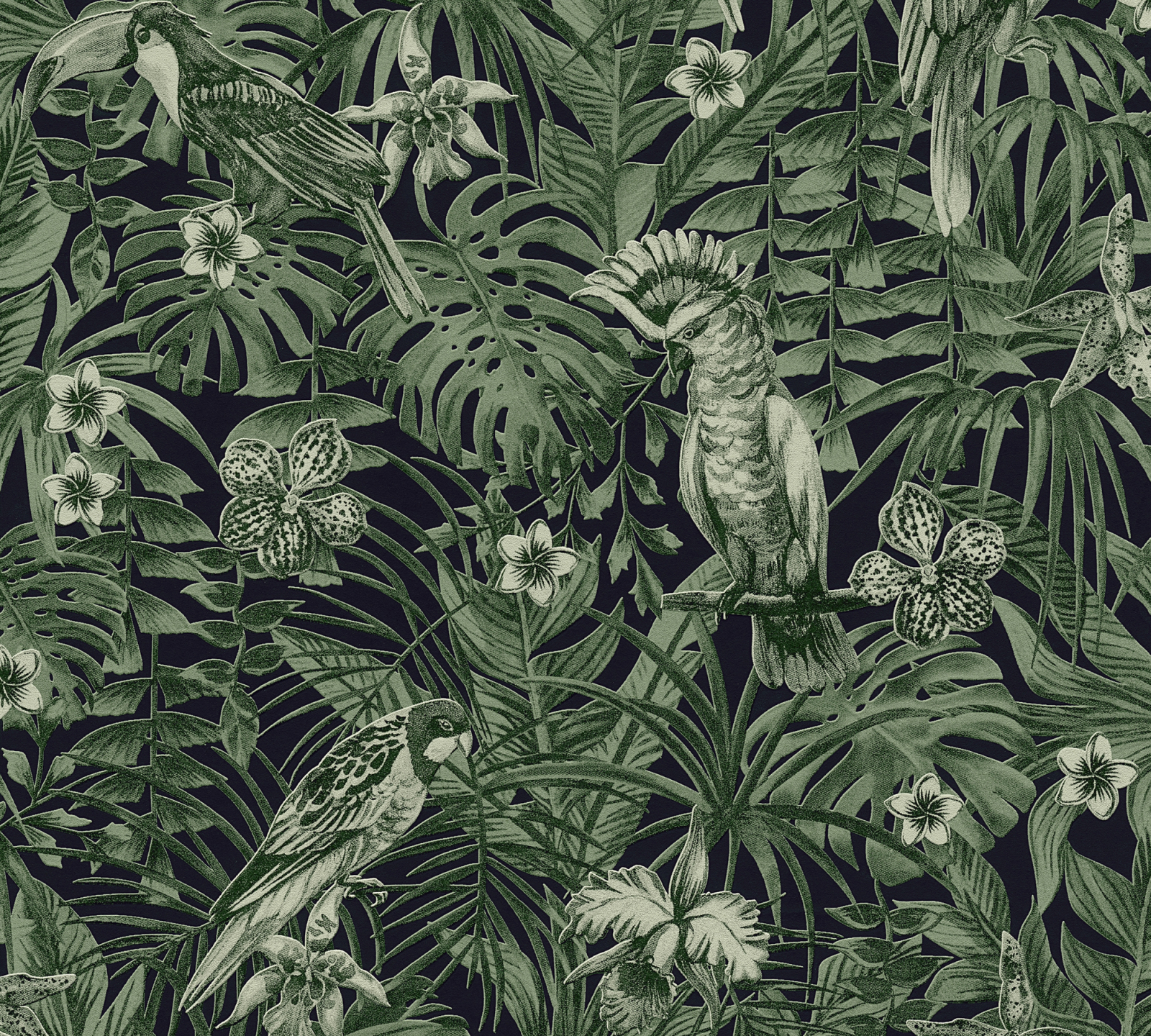 Vliestapete GREENERY - grün-schwarz - 10 Meter