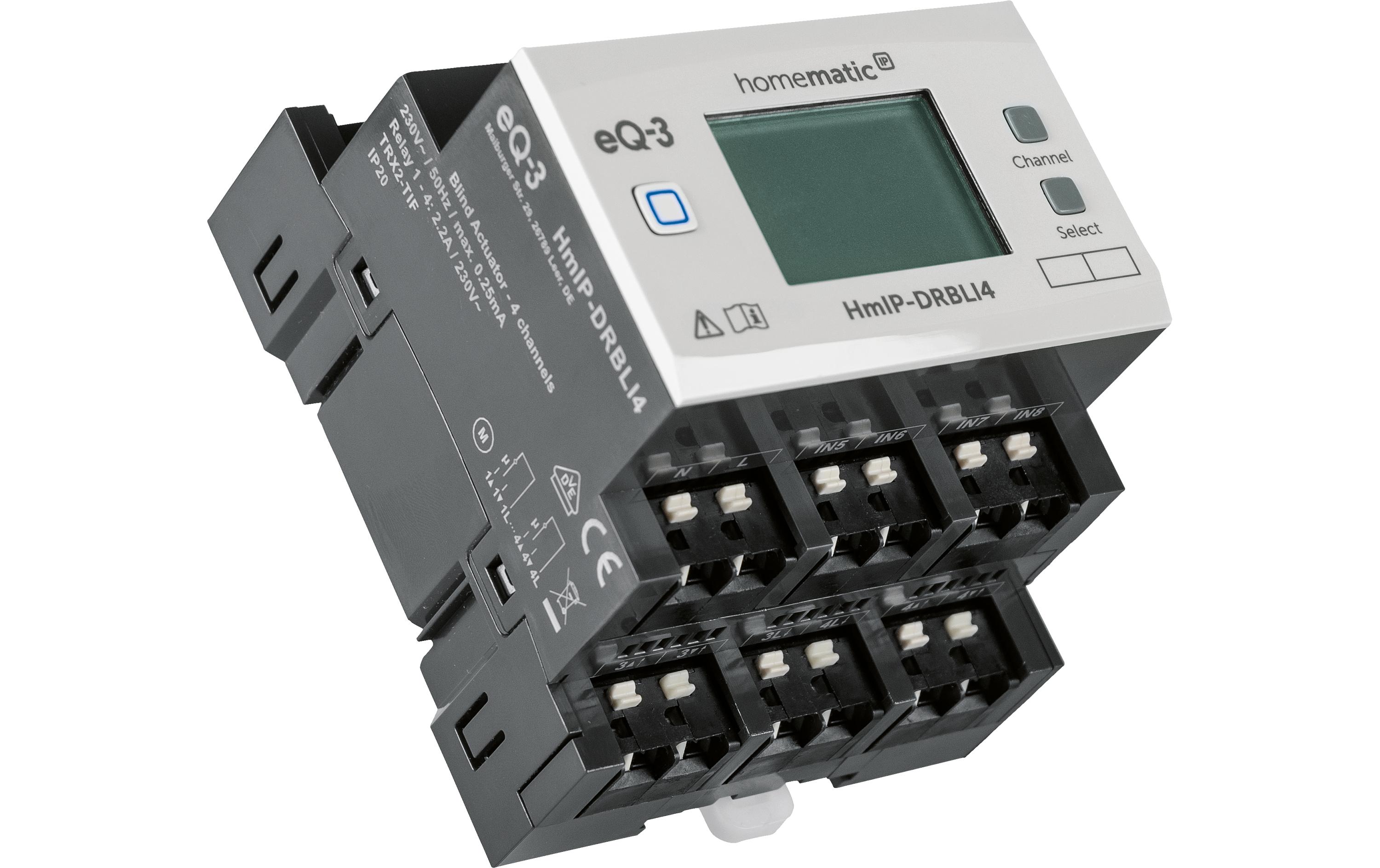 Smart Home Funk-Jalousieaktor für Hutschienenmontage 4-fach<br>DIN-Rail Funk-Jalousieaktor 4-fach – HmIP-DRBLI4