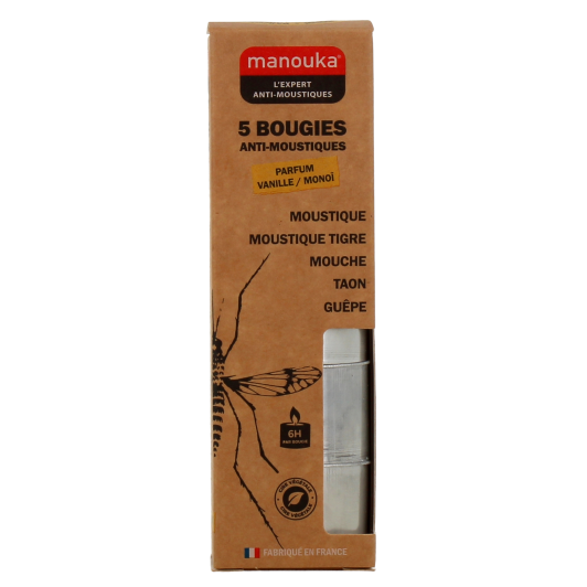 Manouka bougie anti-moustiques vanille monoi - Efficacité 6 heures