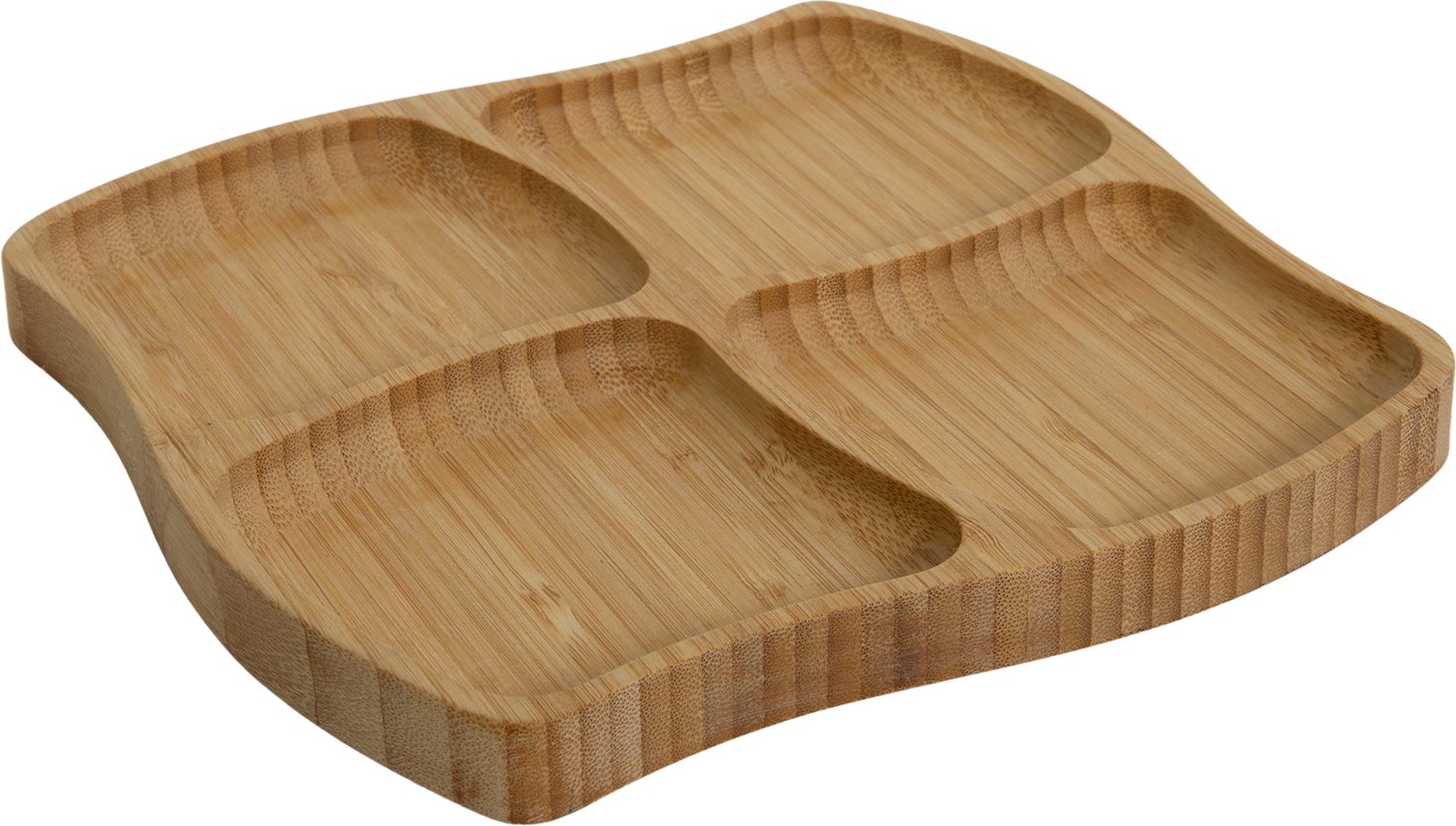 Tapasbord met 4 vakken naturel 20 x 20 x 1,5 cm