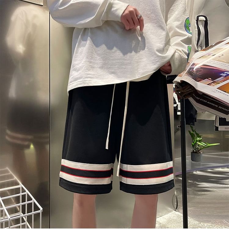 Craltuxe - Hoge taille gestreepte korte broek met wijde pijpen
