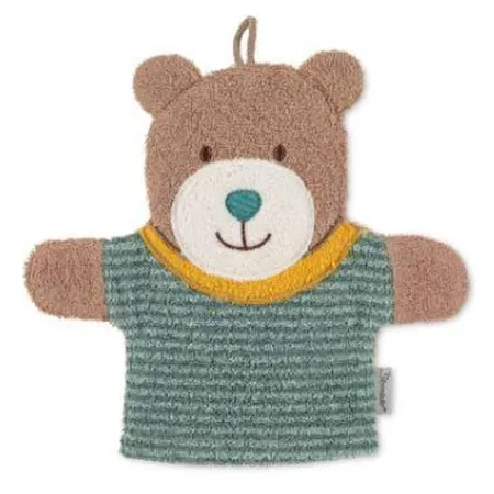 Sterntaler Spiel-Waschhandschuh Bär Ben in Braun und Grün