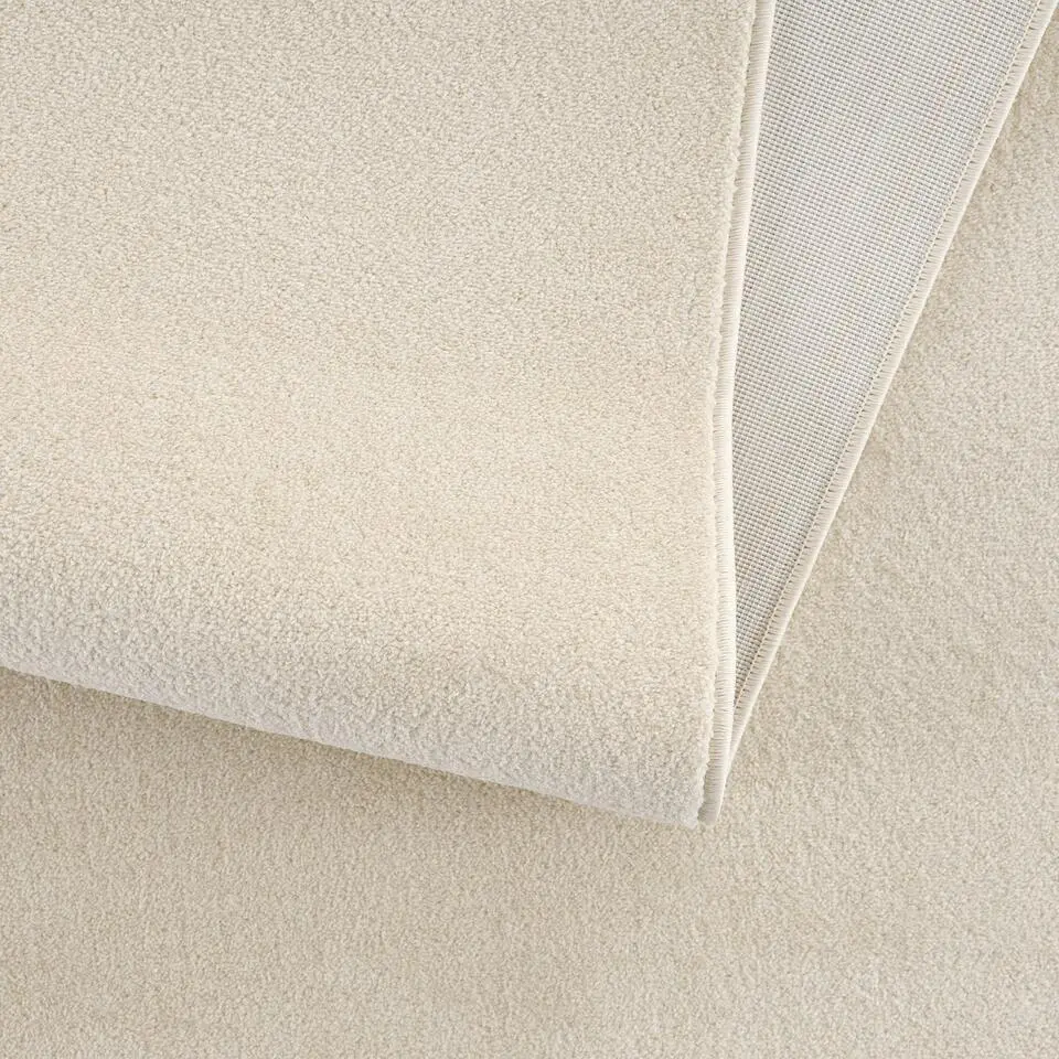 Uni Effen Laagpolig Vloerkleed Modern Creme - 200x290 CM