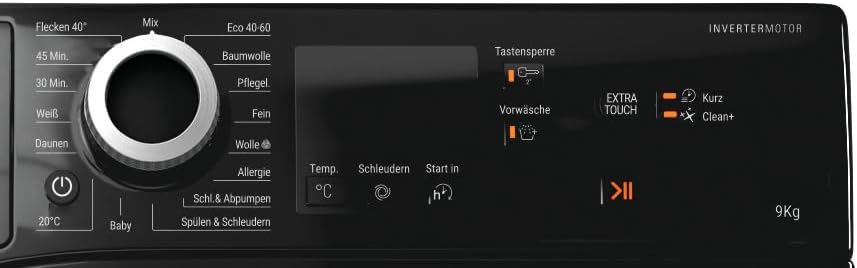 Bauknecht W9 S6300 A Waschmaschine Frontlader / 9kg / EEK A/Kurz 30 / Kurz 45 / Kraftvolle Fleckenentfernung/Anti-Allergie-Programm/Wolleprogramm/Schwarz/Langlebiger Inverter-Motor