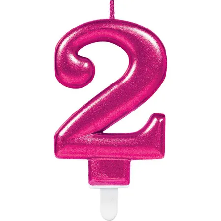 amscan Zahlenkerze 2 Sparkling Celebrations pink