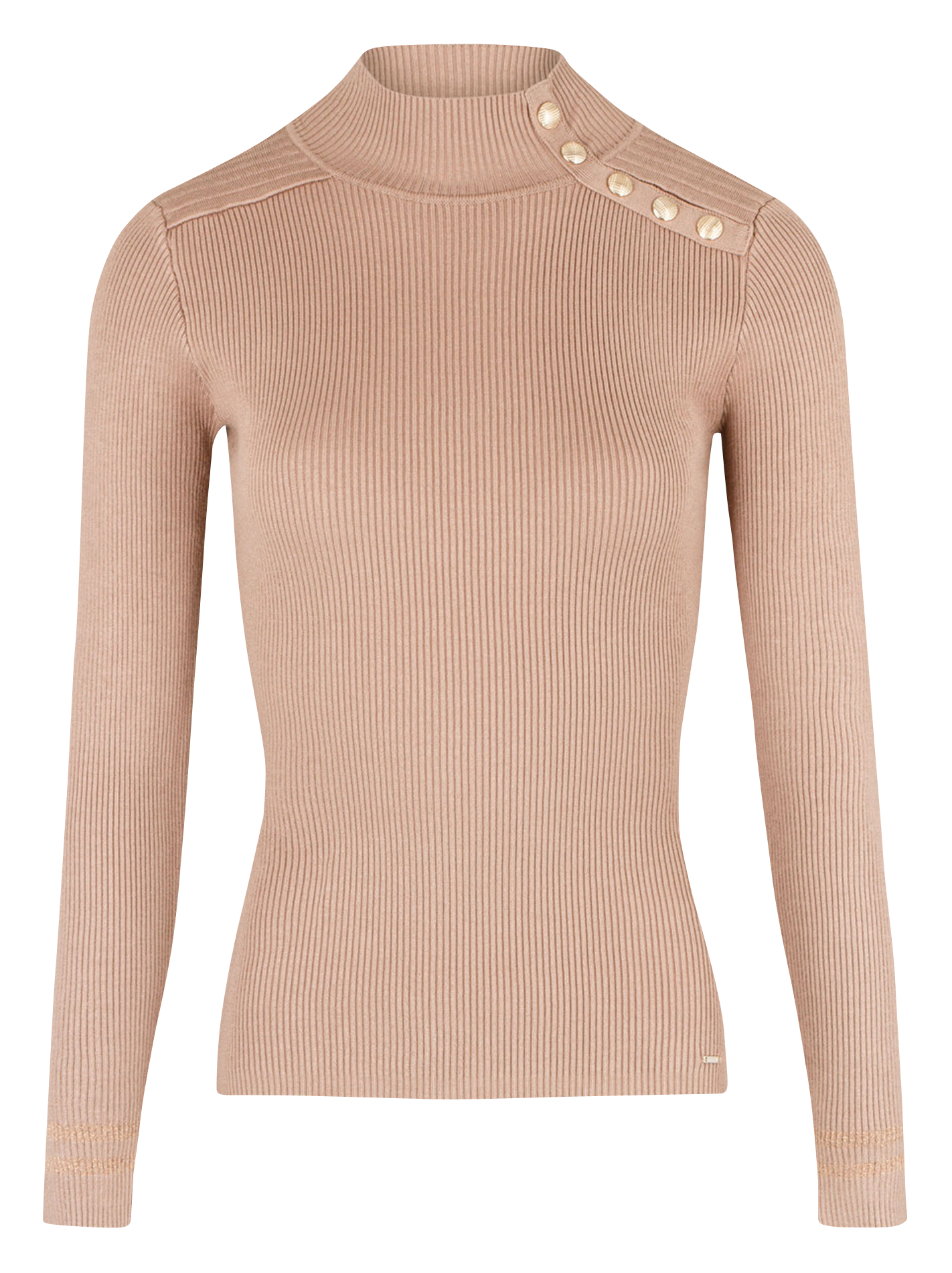Pull col montant en maille mélangée | Marron