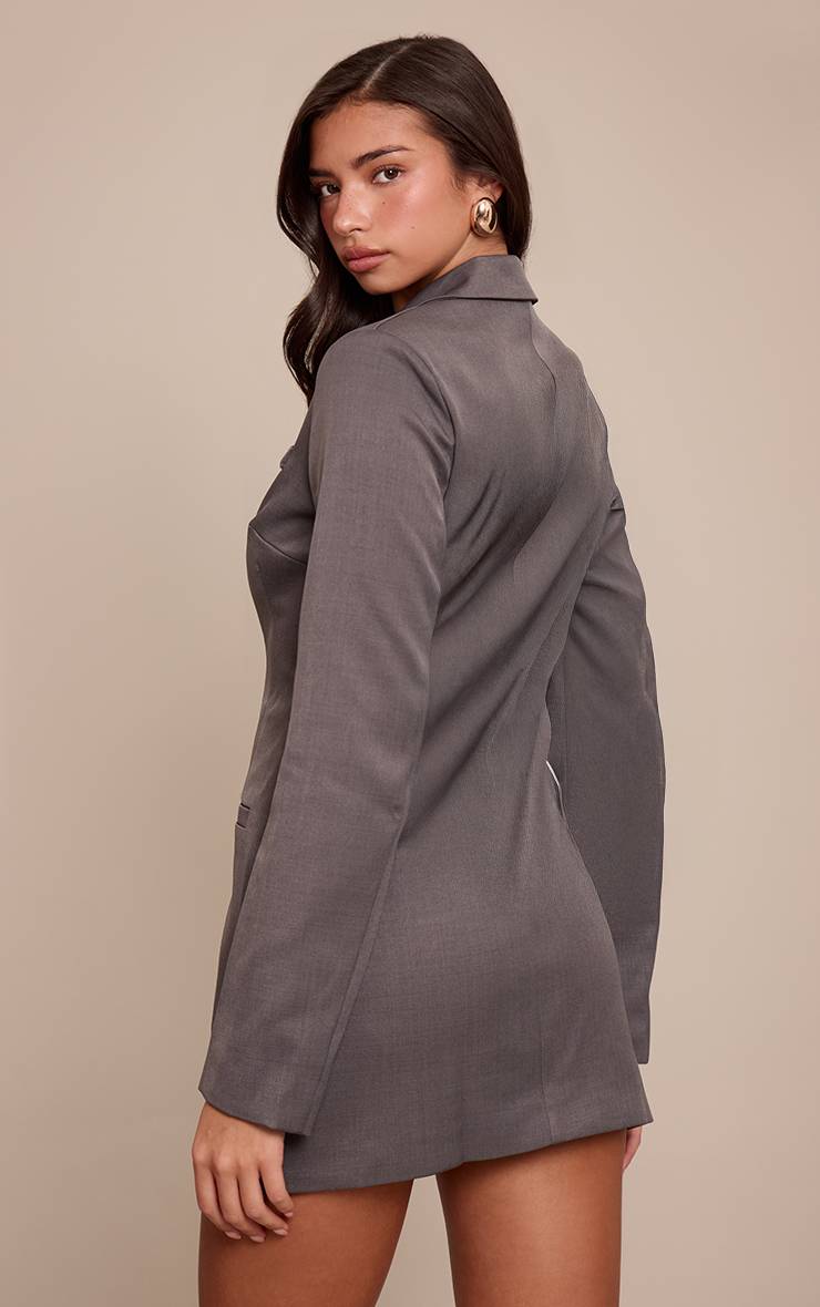 Charbon Robe Blazer Cintrée À Taille Ajustée Et Manches Longues
