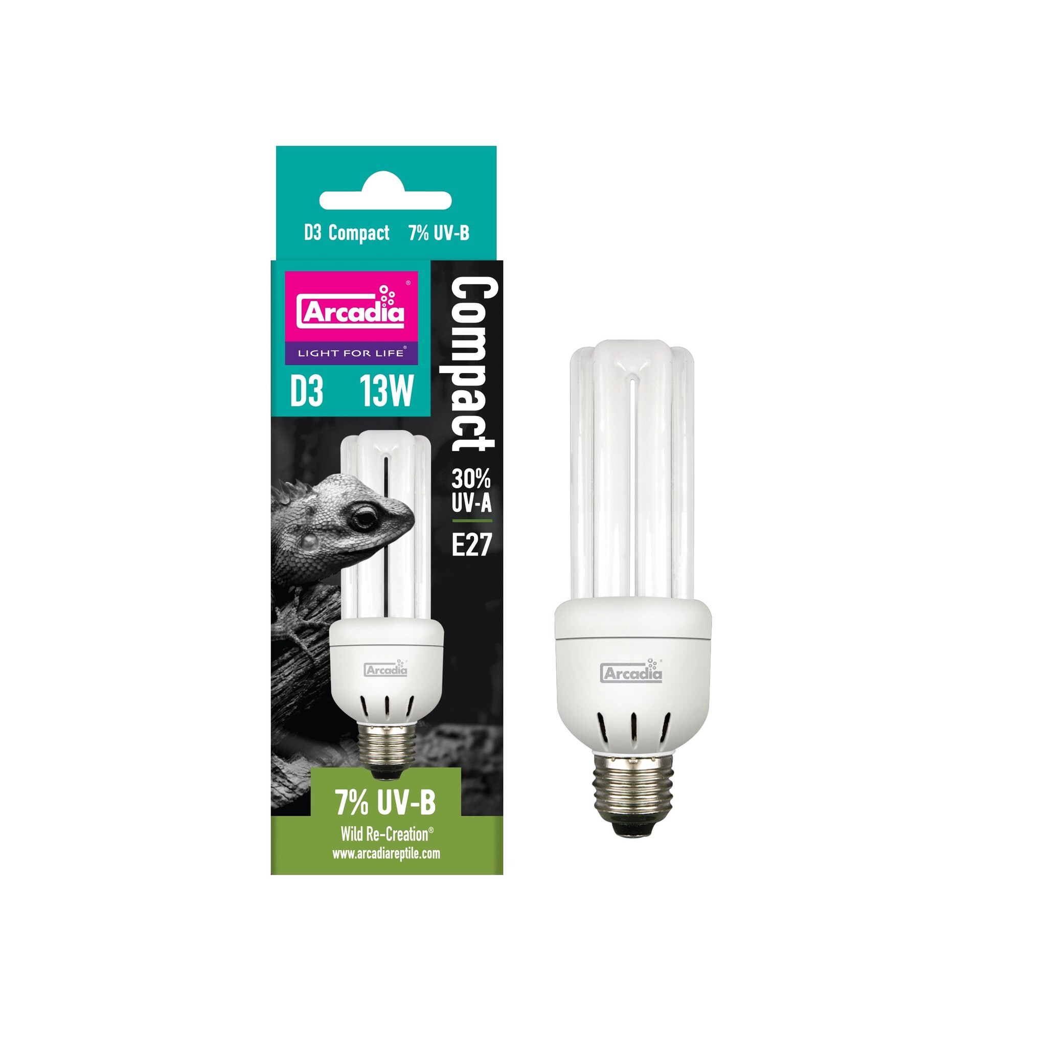 Arcadia Mini Triple U D3 compacte Terrarium UVB‑lamp 7% 13W
