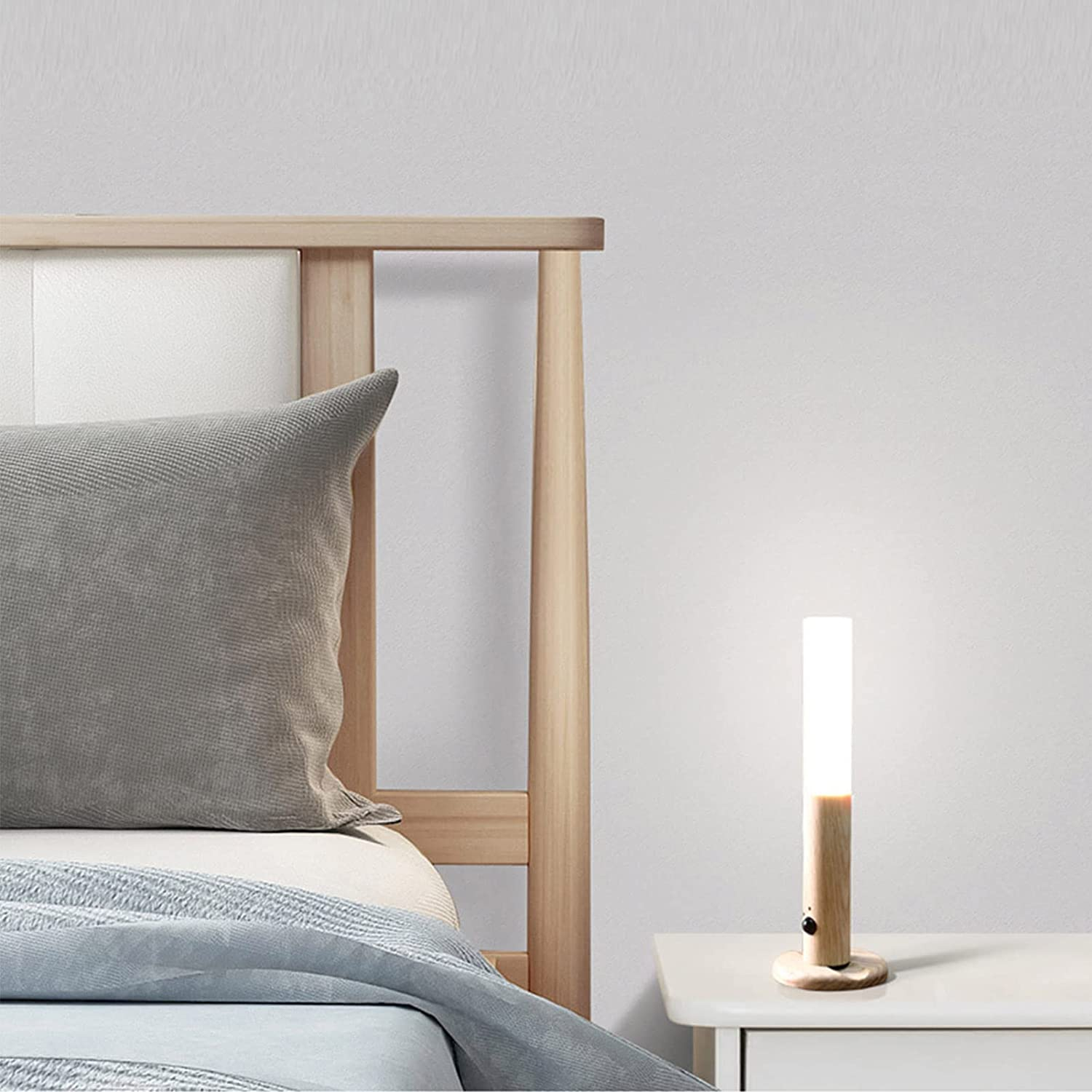 Magnetische Holz LED Wandleuchte Abnehmbares USB Nachtlicht Flur Beleuchtung mit Bewegungssensor - Hellbraun