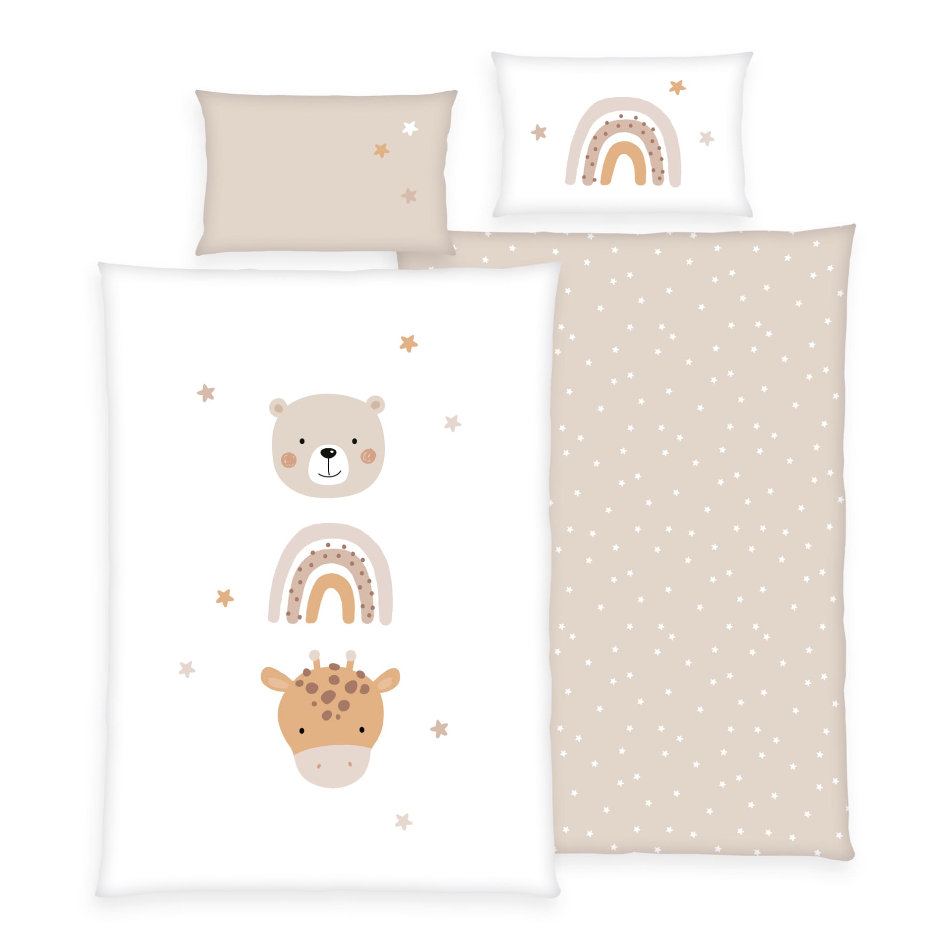 baby best Renforcé-Babybettwäsche LITTLE FRIENDS 100 x 135 cm weiß/beige