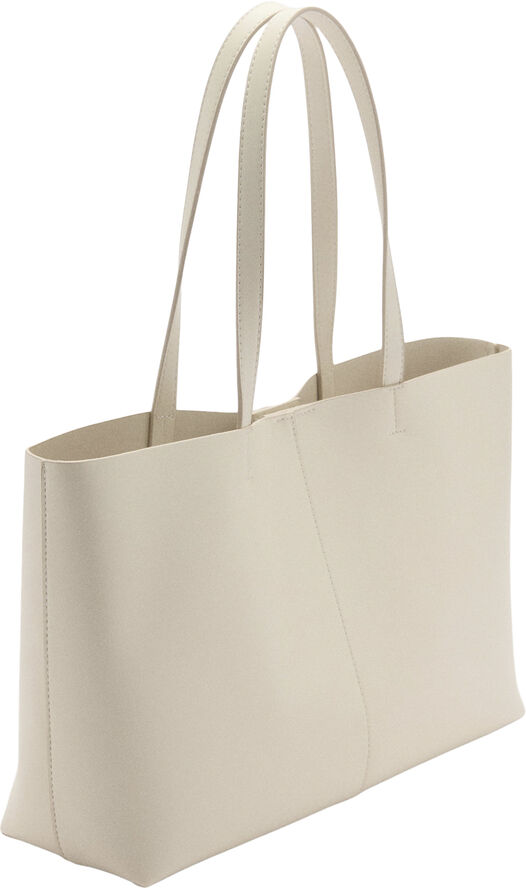 MANGO Leather-effect shopper bag Natural white