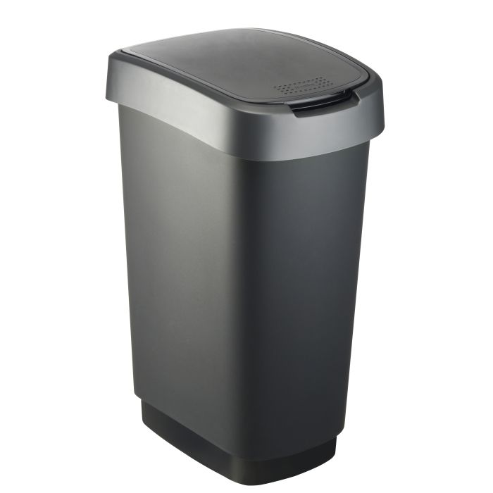 Rotho Afvalbak Twist 50 liter Zwart Zilver Rotho Vepa Bins  (VB135421)