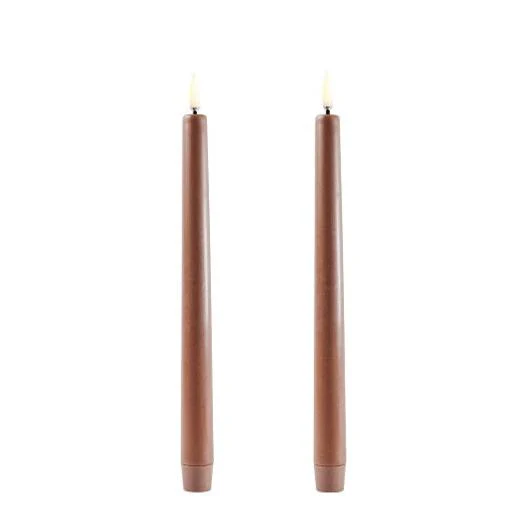 Uyuni  LED Taper Slim kronelys 2 stk. Caramel - H35 cm.
