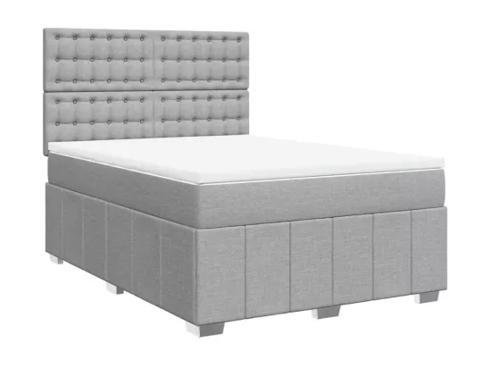 Sommier à lattes de lit avec matelas Gris clair 140x190cm Tissu