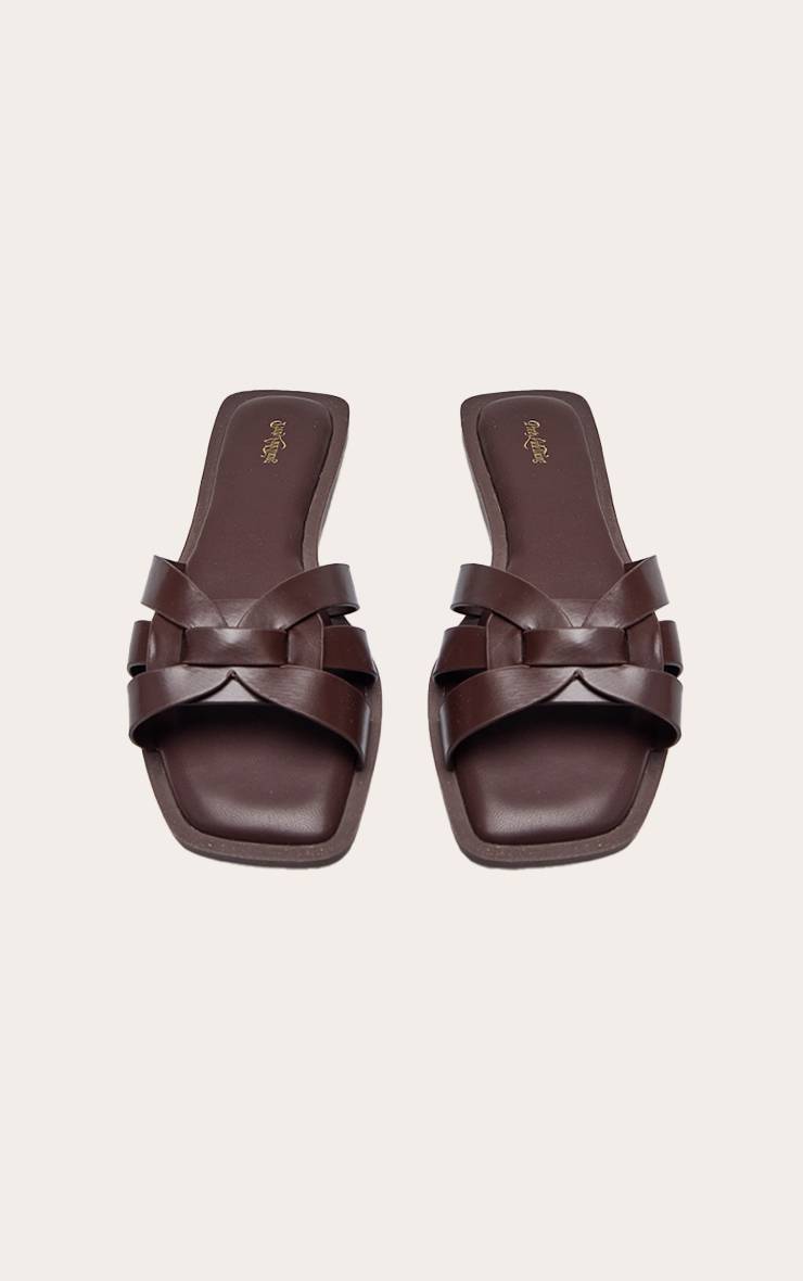 Chocolat Sandales Mules À Brides Multiples En Synthétiquecuir