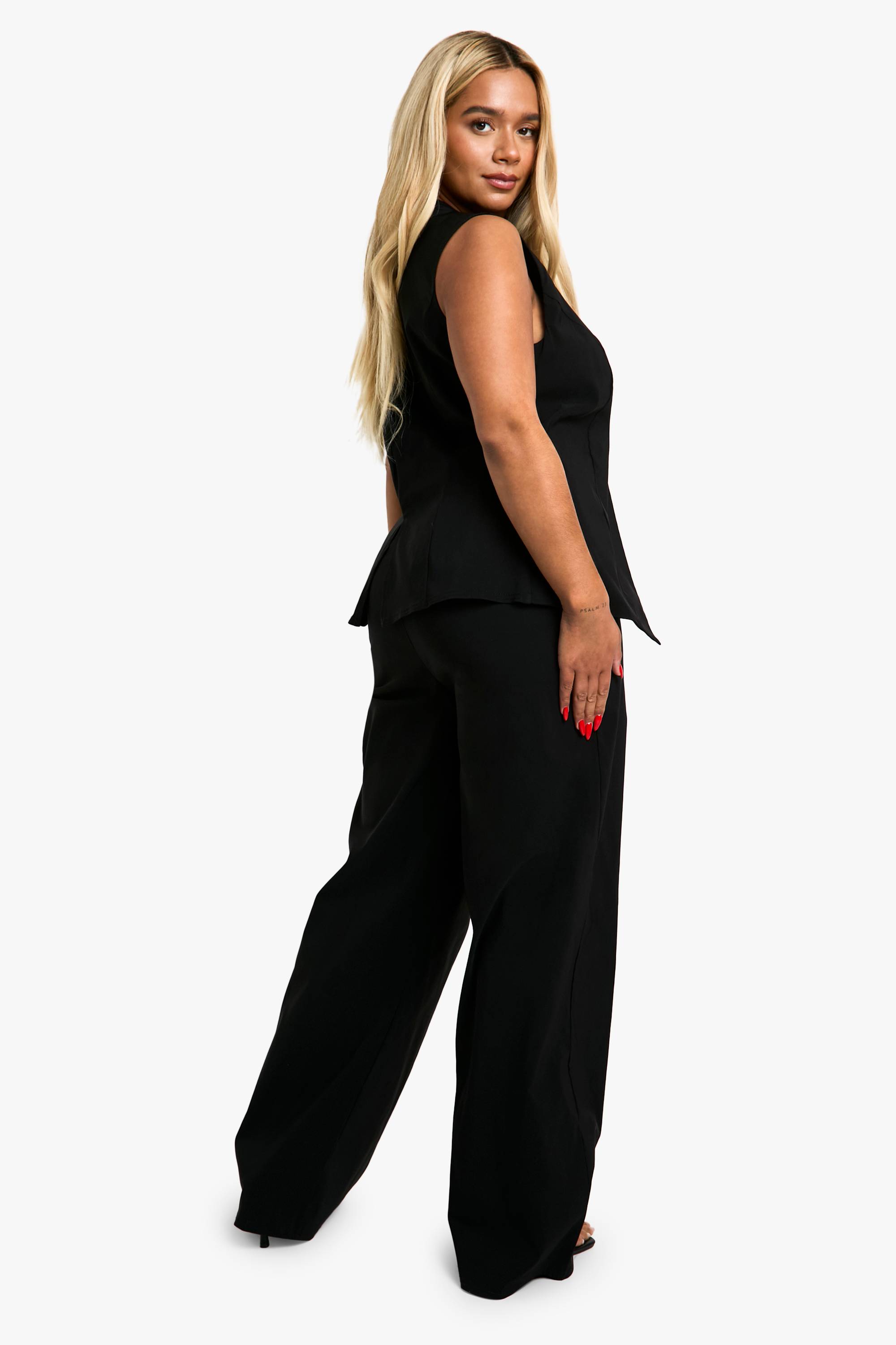 boohoo Plus Gilet Long Super Stretch Grande Taille & Pantalon à Jambes Droites