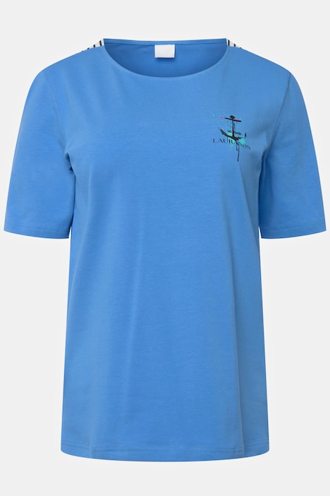 T-Shirt, U-Boot-Ausschnitt mit seitlichen Einsätzen, Halbarm