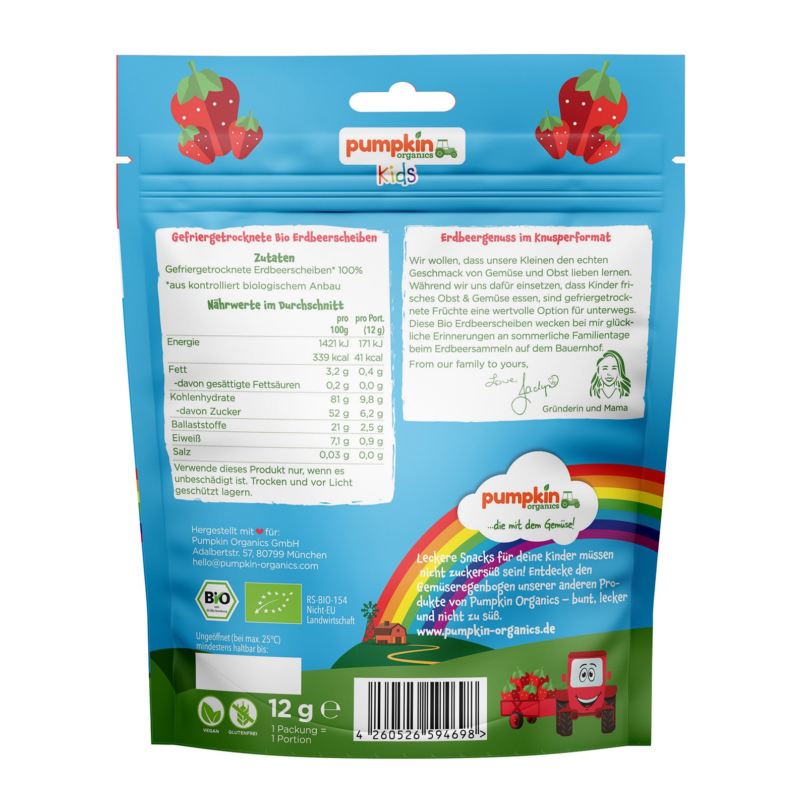 Pumpkin Organics Bio Erdbeere Fruchtchips