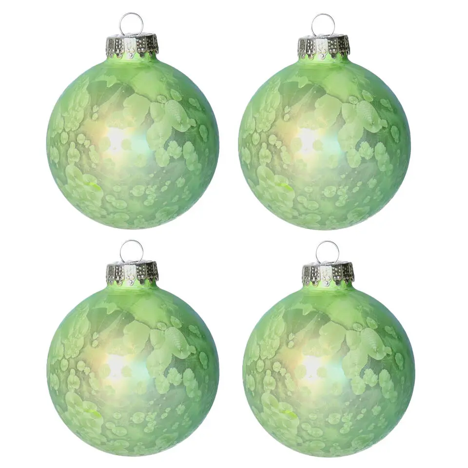 Othmar Decorations Luxe kerstballen - 4x -8 cm - groen -glas
