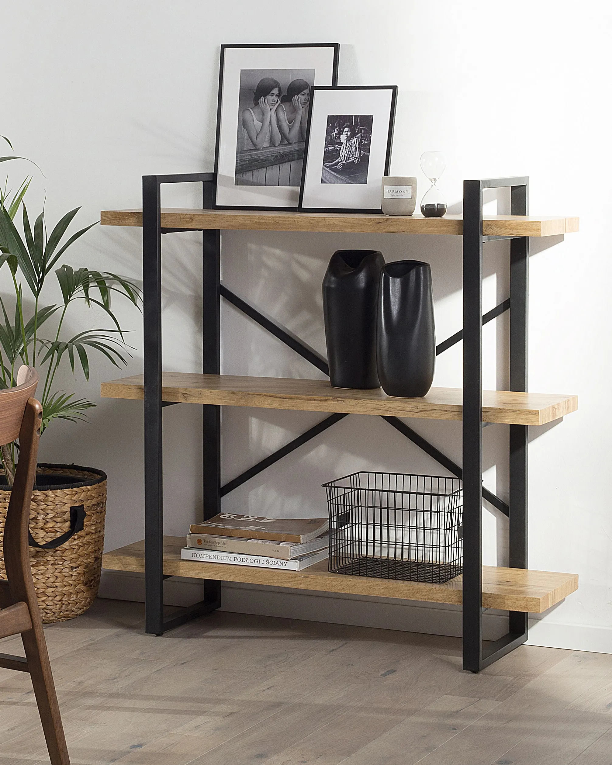 Opbergkast met 3 planken TIMBER 111 cm Lichtbruin