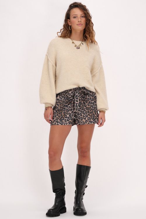 Paperbag short met panterprint
