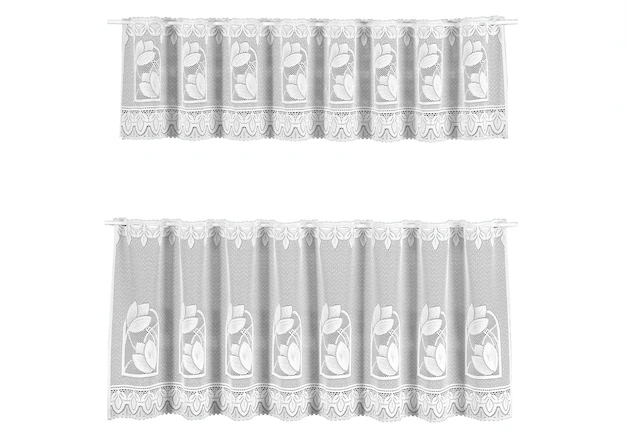Weckbrodt Scheibengardine »Aachen« Stangendurchzug 2 Stk. tlg. Bistro, Jacquard, halbtransparent, 2teiliges Set, Gardine, Store